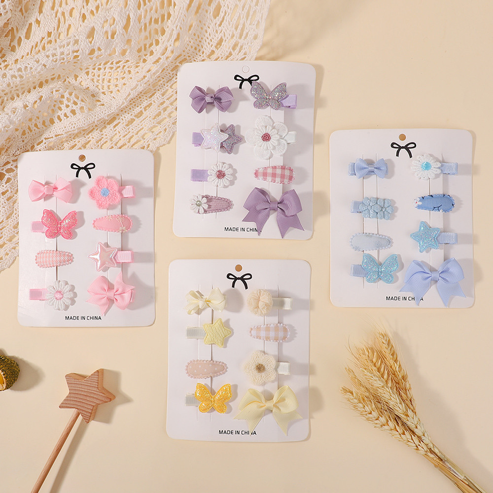 Hair Care Gift Set - 8개/세트 여자아이 바레트 헤어핀 달콤한 리본