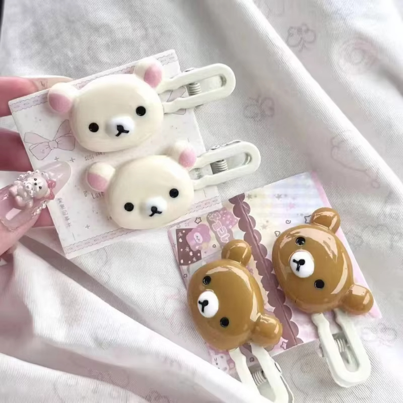 Hair Care Gift Set - 귀여운 곰 머리핀 세트 프레피 헤어