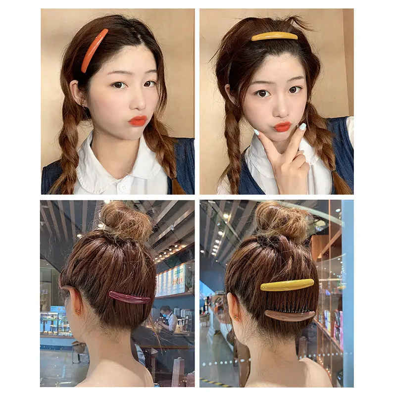 솔리드 컬러 여성 바나나 빗 클립 여성 게으른 머리 빗 - Hair Care Korean Products 리뷰 및 가격